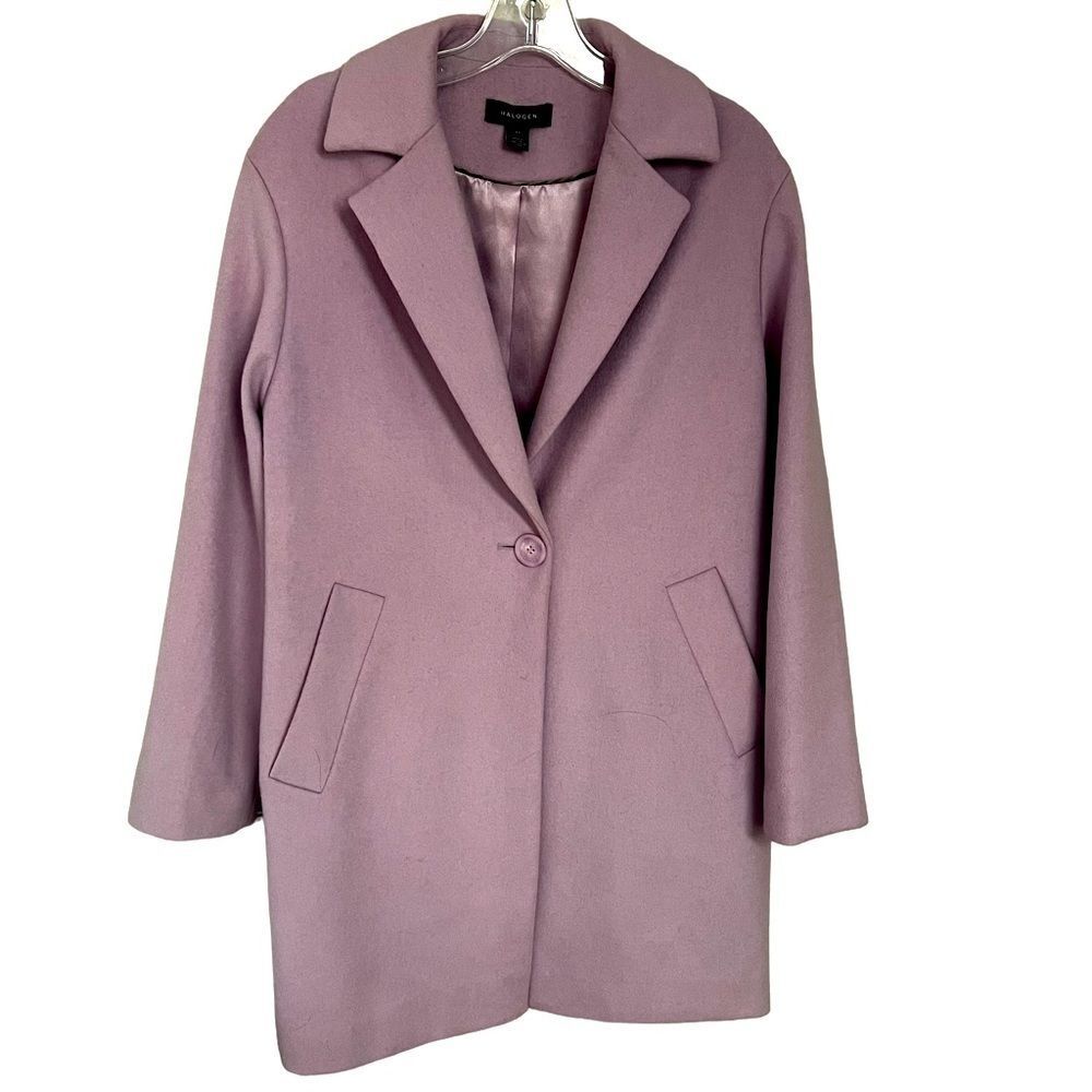 Halogen Wool Blend Lavender Coat XS Dress Coat Double Breasted Overcoat EUC